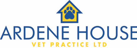 Logo of Ardene House Vet Practice LTD featuring a house silhouette and paw print